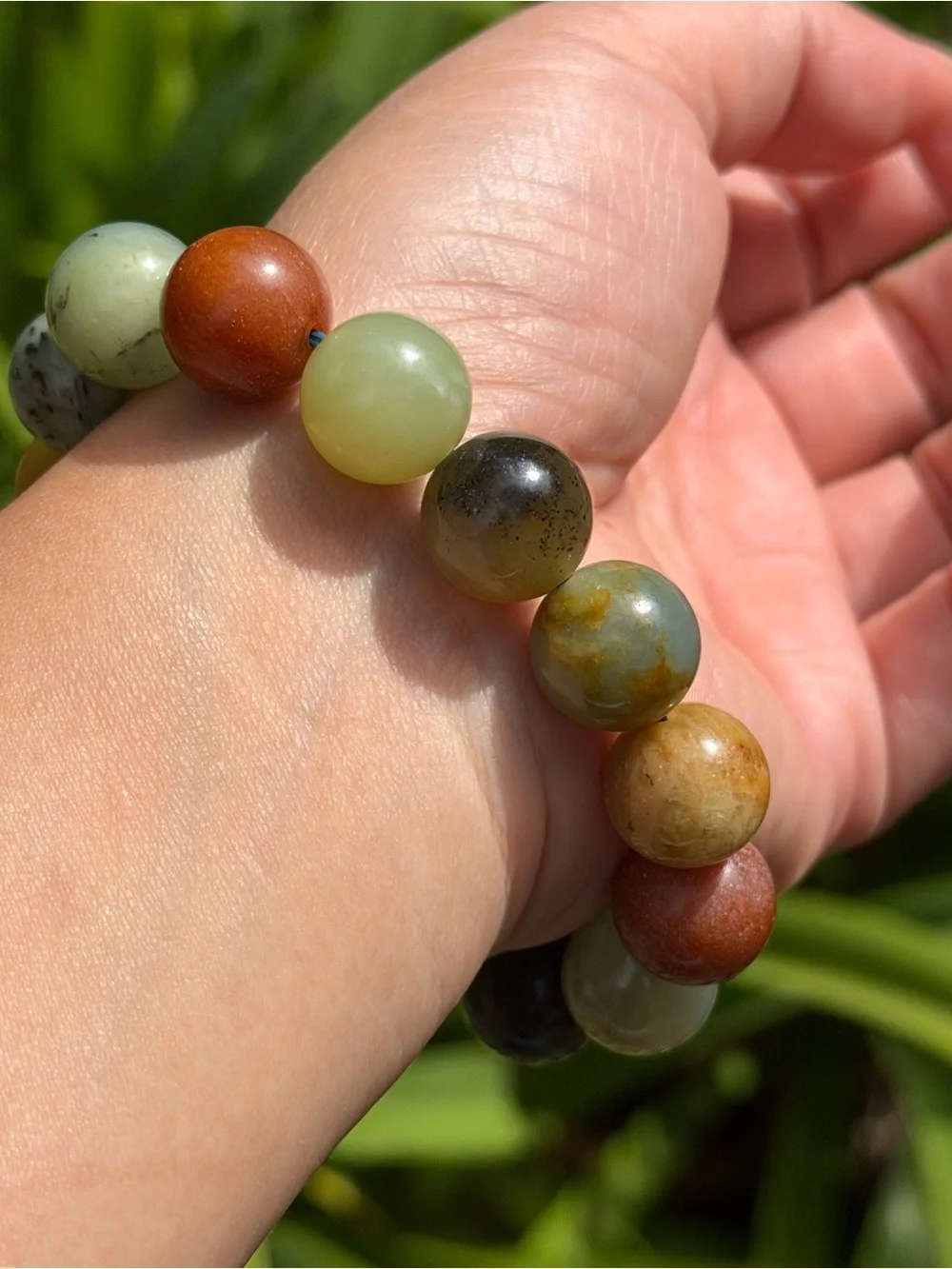 14mm stretchable multicolor Xiuyu jade bracelet 2323